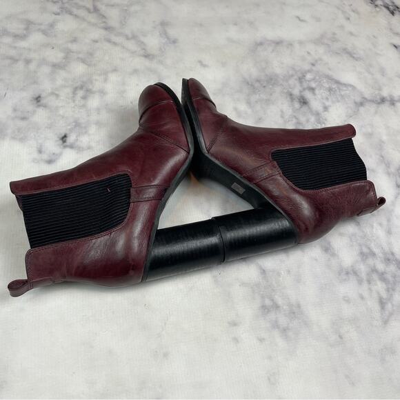 Miz Mooz Iris Burgundy Wine Leather Pull On Heeled Chelsea Boots - Picture 8 of 9